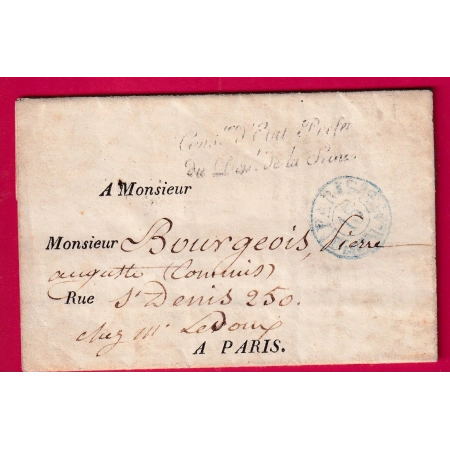 FRANCHISE CONSEILLER ETAT PREFET DE POLICE DE LA SEINE PARIS 1839 LETTRE COVER