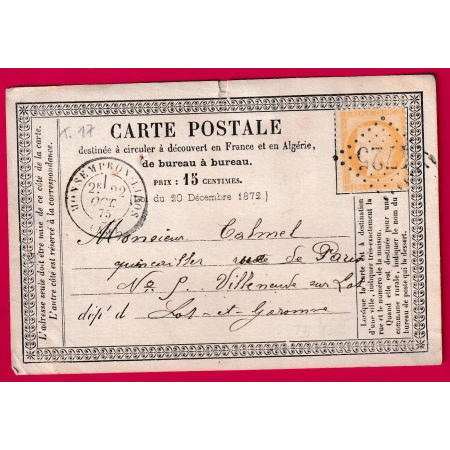 N°55 GC 4725 MONSEMPRONT LIBOS LOT ET GARONNE POUR VILLENEUVE SUR LOT CARTE PRECURSEUR LETTRE