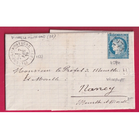N°60 GC 4274 VILLERS LA MONTAGNE MEURTHE ET MOSELLE BOITE RURALE B VILLERUPT LETTRE