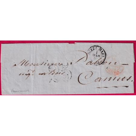 TARIF FRONTALIER NIZZA MARITIMA NICE ALPES MARITIMES 1859 POUR CANNES LETTRE