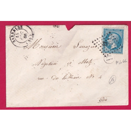 N°22 PC DU GC 3302 SARRALBE MOSELLE POUR METZ BOITE RURALE D INDICE 14 LETTRE