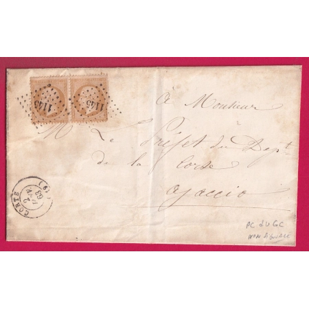N°21 PAIRE PC DU GC 1145 CORTE CORSE NON SIGNALE PAR POTHION POUR AJACCIO LETTRE