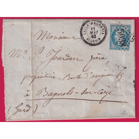 N°22 GC 5038 LALLA MAGHRIA CAD TYPE 22 POUR BAGNOLS SUR CEZE GARD INDICE 18 LETTRE COVER