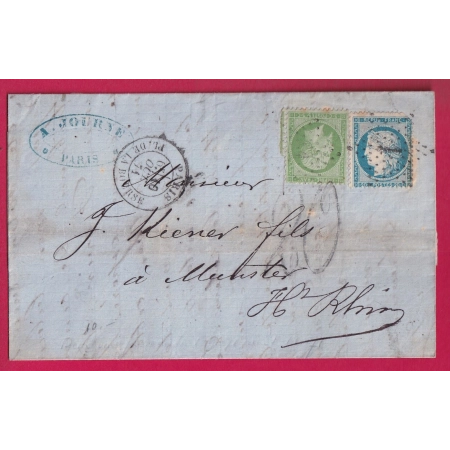 N°37 20 PARIS ETOILE 1 TAXE ALLEMANDE 20 POUR MUNSTER HAUT RHIN ALSACE LORRAINE LETTRE