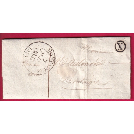 CAD TYPE 13 MONTARGIS LOIRET TAXE LOCALE 1 BOITE RURALE X A IDENTIFIER VOIR TEXTE POUR MONTARGIS 1837 LETTRE COVER