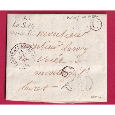 CURSIVE 43 LA SELLE SUR LE BIED LOIRET BOITE RURALE C ROZOY LE VIEIL POUR MONTARGIS LETTRE COVER