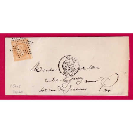 N°28 PARIS ETOILE EVIDEE POTHION 3645 POUR PARIS INDICE 20 LETTRE COVER