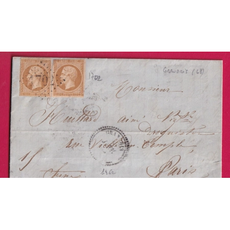 N°13 X2 GC 1702 GRANDRIS RHONE CAD TYPE 22 POUR PARIS LETTRE COVER