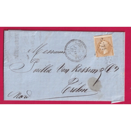 N°21 TRES BELLE VARIETE PIQUAGE A CHEVAL CAD TYPE 22 SAINS DU NORD POUR TRELON NORD LETTRE COVER