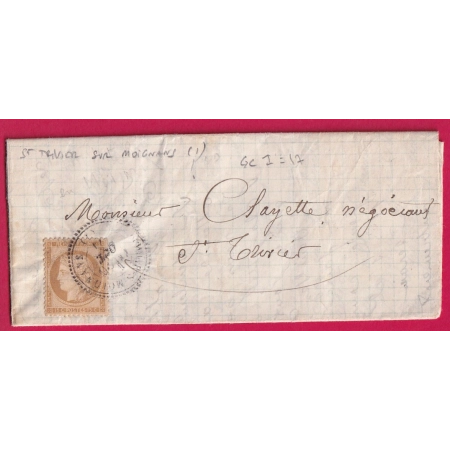N°59 CAD TYPE 24 ST TRIVIER SUR MOIGNANS AIN POUR ST TRIVIER LETTRE COVER