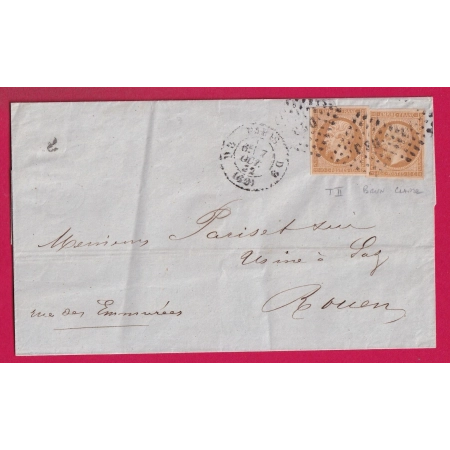 N°13B BISTRE BRUN PARIS D3 60 D3 LOSANGE DS3 POUR ROUEN SEINE INFERIEURE LETTRE COVER