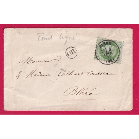 N°53 SEUL SUR LETTRE CAD TYPE 16 BLERE INDRE ET LOIRE POUR BLERE LETTRE COVER
