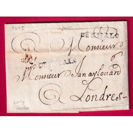 MARQUE DE ST MALO 1698 LENAIN N°4 INDICE 20 ILLE ET VILAINE POUR LONDRES ANGLETERRE LETTRE