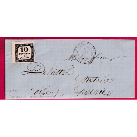 TAXE N°2 BORD DE FEUILLE T15 MERU + TYPE 22 FRESNEAUX MONCHEVREUIL OISE POUR MERE LETTRE
