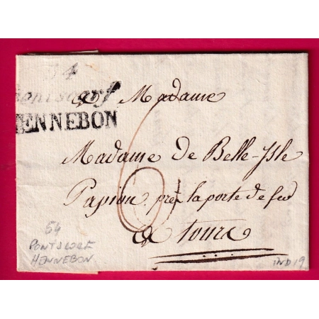 DOUBLE CURSIVE 54 PORTSCORF HENNEBON MORBIHAN POUR TOURS INDRE ET LOIRE INDICE 19 LETTRE