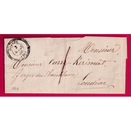 CAD TYPE 22 GOAREC COTES DU NORD + TAXE LOCALE 1 POUR LOUDEAC 1856 LETTRE