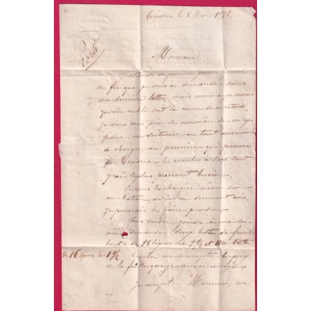 CAD TYPE 22 GOAREC COTES DU NORD + TAXE LOCALE 1 POUR LOUDEAC 1856 LETTRE