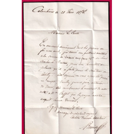 N°14 PC 914 COLOMBIERES CAD TYPE 22 CALVADOS INDICE 17 POUR PARIS LETTRE