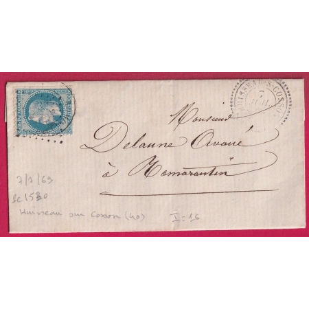 N°29 GC 1530 HUISSEAU SUR COSSON LOIRE ET CHER CAD TYPE 22 POUR ROMORANTIN TIMBRE ANNULATION CAD ROMORANTIN LETTRE