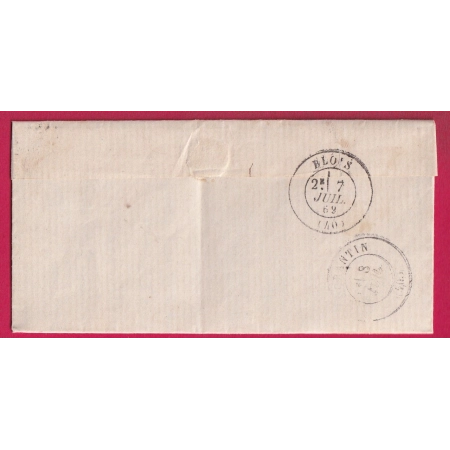 N°29 GC 1530 HUISSEAU SUR COSSON LOIRE ET CHER CAD TYPE 22 POUR ROMORANTIN TIMBRE ANNULATION CAD ROMORANTIN LETTRE