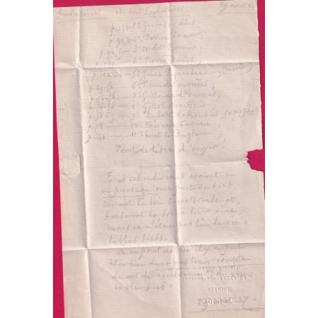 N°29 GC 1530 HUISSEAU SUR COSSON LOIRE ET CHER CAD TYPE 22 POUR ROMORANTIN TIMBRE ANNULATION CAD ROMORANTIN LETTRE