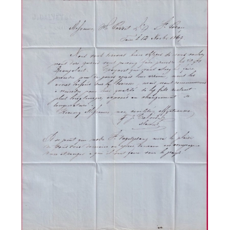 N°29 AMBULANT LYON A AVIGNON 1869 POUR ST PERAY ARDECHE TEXTE DE TAIN DROME LETTRE