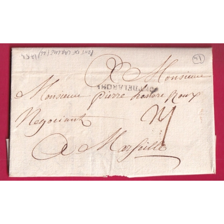 MARQUE PONT DE LARCHE EURE 1754 INDICE 14 POUR MARSEILLE LETTRE