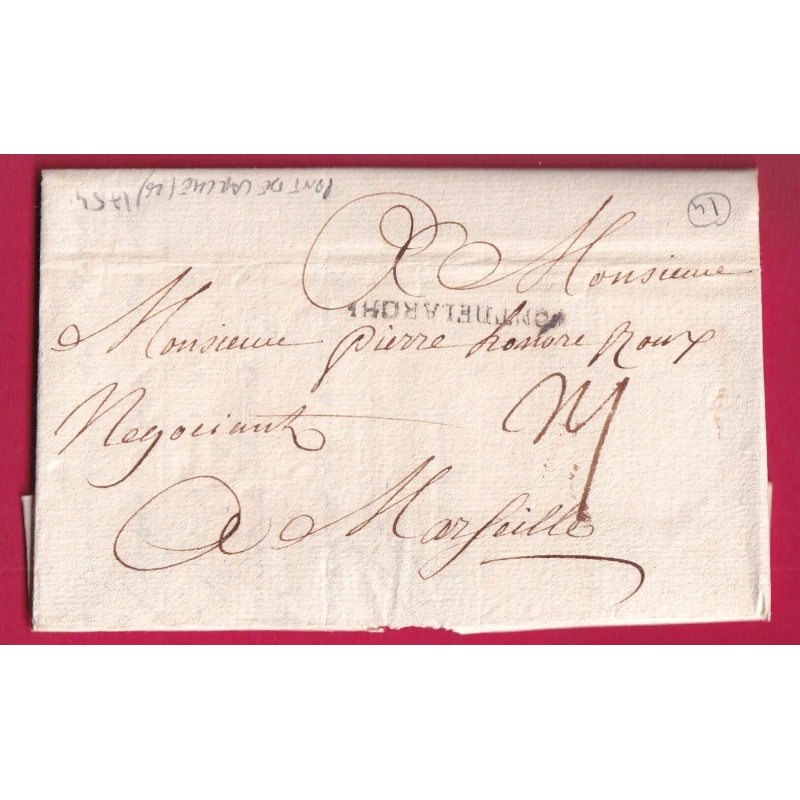 MARQUE PONT DE LARCHE EURE 1754 INDICE 14 POUR MARSEILLE LETTRE