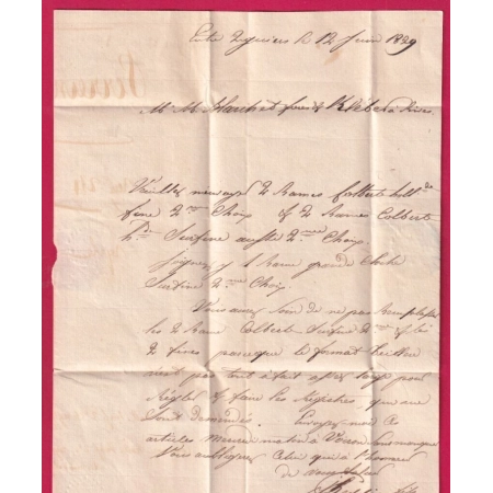 DOUBLE CURSIVE 37 LES ECHELLES VOIRON 1829 POUR RIVES INDICE 20 LETTRE