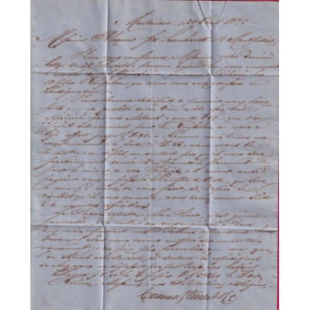 CAD MONTEVIDEO URUGUAY PAQ FR J N°2 POUR MONTPELLIER HERAULT 1870 LETTRE