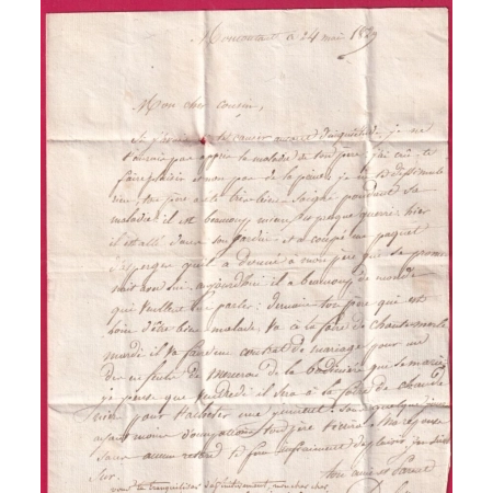 DOUBLE CURSIVE 75 MONCOUTANT BRESSUIRE DEUX SEVRES 1829 INDICE 18 POUR POITIERS VIENNE LETTRE
