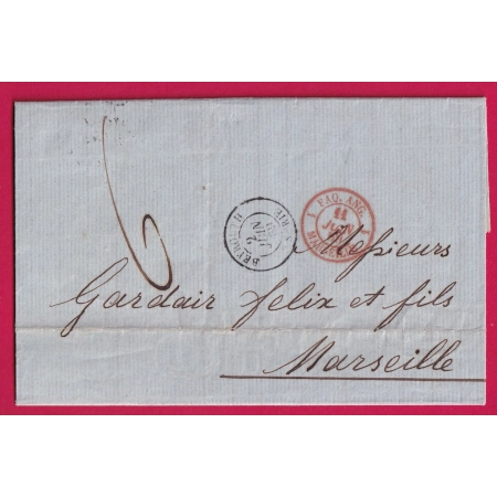 BEYROUTH SYRIE SYRIA PAQUEBOT ANGLAIS POUR MARSEILLE BFE 1869 LETTRE