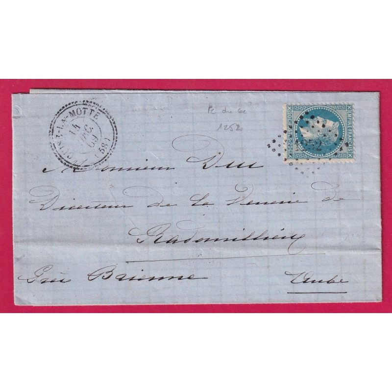 N°29 PC DU GC 1252 CUISE LA MOTHE OISE CAD TYPE 22 POUR DIENVILLE AUBE LETTRE