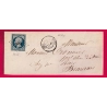 N°10 PC 1968 MERU OISE POUR BEAUVAIS 1853 DEVANT DE LETTRE AVEC RABAT LETTRE