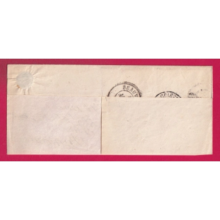 N°10 PC 1968 MERU OISE POUR BEAUVAIS 1853 DEVANT DE LETTRE AVEC RABAT LETTRE