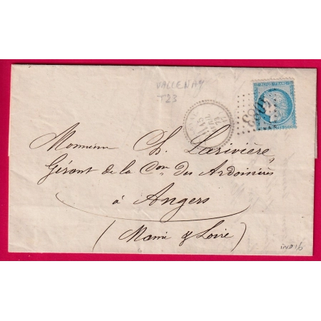 N°60 GC 4083 VALLENAY CHER CAD TYPE 23 INDICE 16 POUR ANGERS MAINE ET LOIRE LETTRE