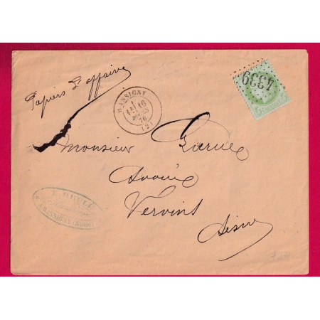 N°53 SEUL SUR PAPIER AFFAIRE GC 4339 WASSIGNY AISNE POUR VERVINS LETTRE