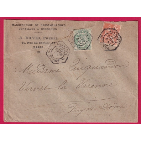 N°111 117 LEVEE EXCEPTIONNELLE PARIS R DE CLERY LEVEE E1 POUR VERNET LA VARENNE PUY DE DOME LETTRE COVER