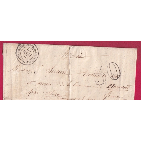 CORPS EXPEDITIONNAIRE ITALIE 1ERE DIVISION ROME 1860 POUR HERPONT PRES AUVE MARNE LETTRE