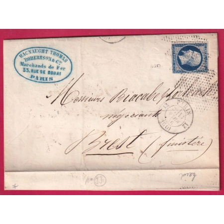 N°14 ROULETTE ACCORDEON PARIS ROUTE 12 POUR BREST FINISTERE INDICE 20 LETTRE