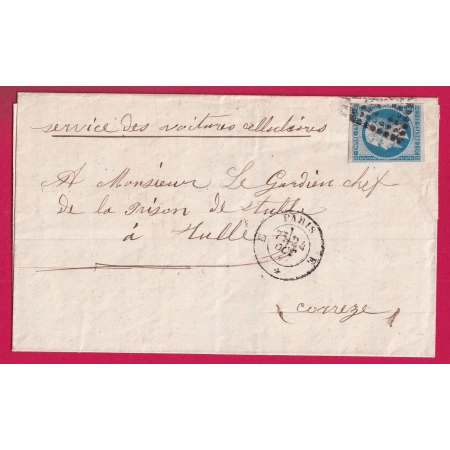 N°14 PARIS BUREAU E SERVICE DES VOITURES CELLULAIRES POUR LA PRISON DE TULLE CORREZE LETTRE