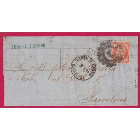 N°23 OBLITERATION ESPAGNOLE ADMON DE CAMBIO BARCELONA ESPAGNE DEPART MARSEILLE LETTRE