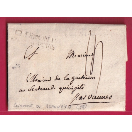 MARQUE CLERMONT EN BEAUVOISIS OISE LENAIN N°5 INDICE 21 POUR VANNES MORBIHAN LETTRE