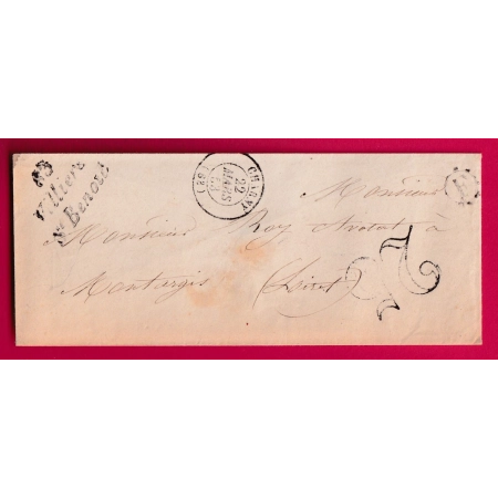 CURSIVE 83 VILLIERS ST BENOIT YONNE BOITE F SANS TEXTE POUR MONTARGIS LOIRET LETTRE
