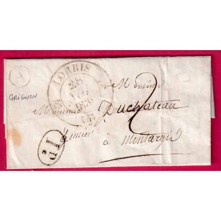 CAD TYPE 13 LORRIS LOIRET BOITE RURALE A GRIGNON + DECIME RURAL POUR MONTARGIS