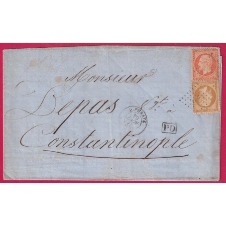 N°21 23 OBLITERATION ANCRE PAQUEBOT POSTE EUPHRATE POUR CONSTANTINOPLE TURQUIE TURKEY