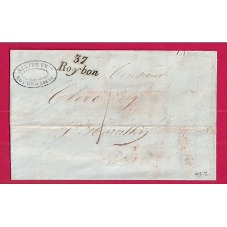 CURSIVE 37 ROYBON ISERE TAXE LOCALE I ST MARCELLIN 1839 LETTRE