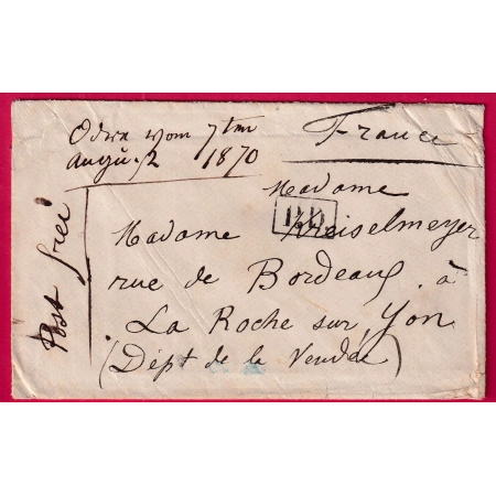 GUERRE 1870 LETTRE PRISONNIER DE GUERRE EN PRUSSE POUR LA ROCHE SUR YON VENDEE 1871 ALLEMAGNE LETTRE