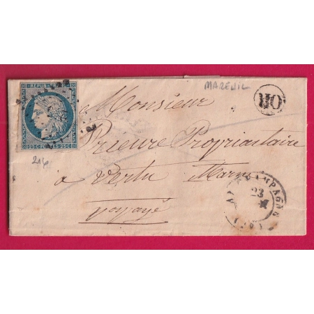 N°4 PC 216 AY CHAMPAGNE MARNE OR MAREUIL POUR VERTUS CAD TYPE 13 EN ARRIVE LETTRE