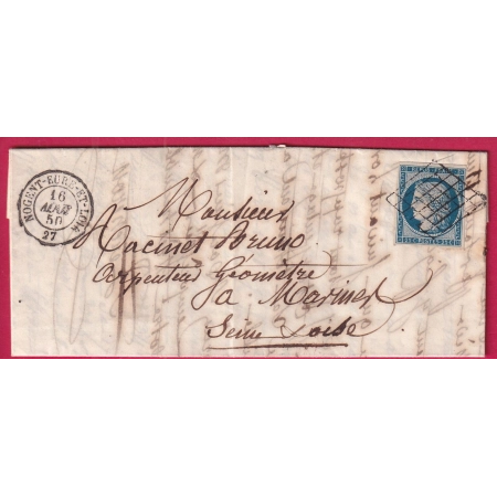 N°4 GRILLE NOGENT EURE ET LOIR POUR MARINES SEINE ET OISE 1850 LETTRE
